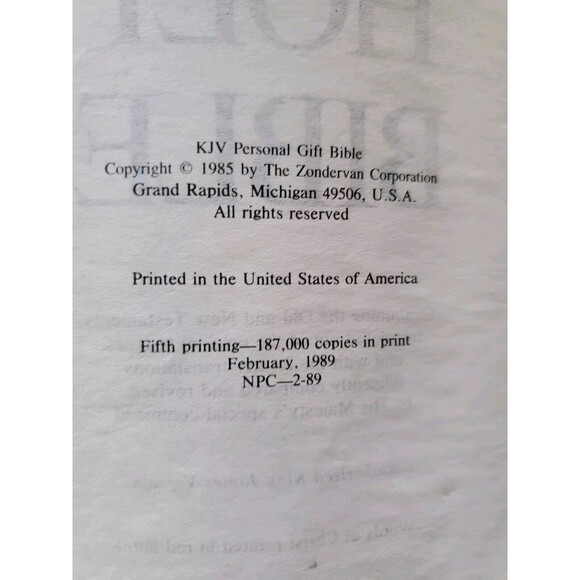 Holy Bible King James Book Version Helps Red Letter 1989 Zondervan Inscribed - Picture 4 of 9